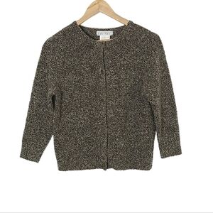 Vtg KAREN KANE Tweedy Cashmere and Merino Wool Blend Cardigan Women's Size M